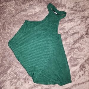 Shein | Rich Green Ribbed High Neck Cold Shoulder Dress | Small | Bodycon Mini